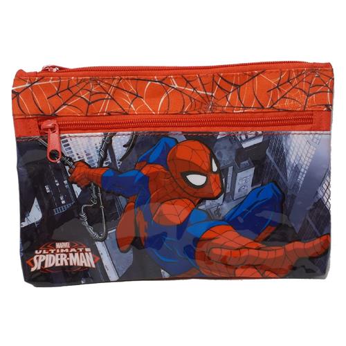 Spiderman astuccio bustina porta colori Rosso 44477 doppia tasca