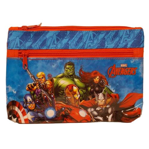 Avengers astuccio bustina porta colori Rosso 44478 doppia tasca portapenne  zip scuola