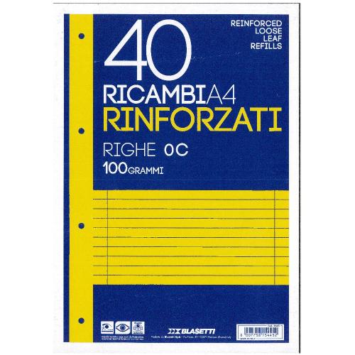 Ricambi Rinforzati Antistrappo 100 gr per Quaderni ad Anelli A4 e A5