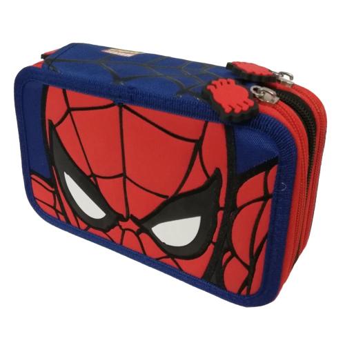 Astuccio Spiderman 3zip completo colori scuola + 18 pastelli Tinta Unita  matita