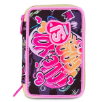 Seven Astuccio 3 Zip Completo Cuori e Led | Scuola Elementare Bambina Fantasia