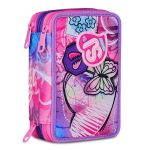 Seven SJ Gang Astuccio 3 Zip Completo Cuore - Scuola Bambine Portapastelli 45 Pezzi