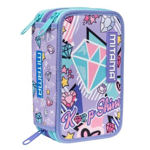 Mitama Astuccio 3 zip completo Double Diamond | Astuccio Scuola 47 Pezzi Moderno