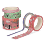 Legami Set di 5 Nastri Adesivi in Carta Gatti | Washi Tape Decorativi 5 Metri per DIY