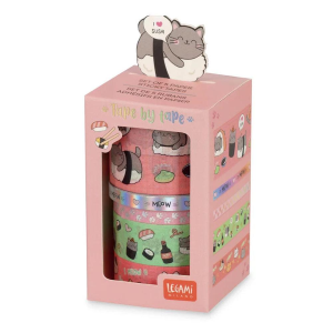 Legami Set di 5 Nastri Adesivi in Carta Gatti | Washi Tape Decorativi 5 Metri per DIY