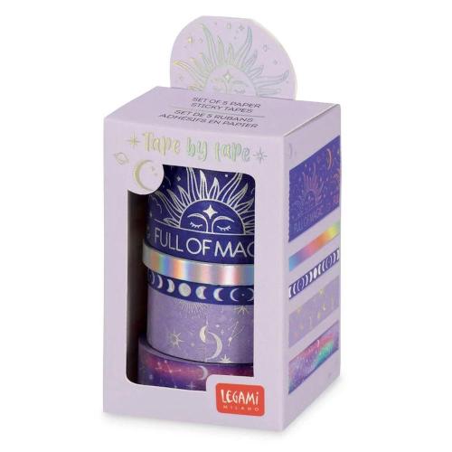 Legami Set 5 Nastri Adesivi Carta Magic | Washi Tape Decorativi 5m Scrapbooking