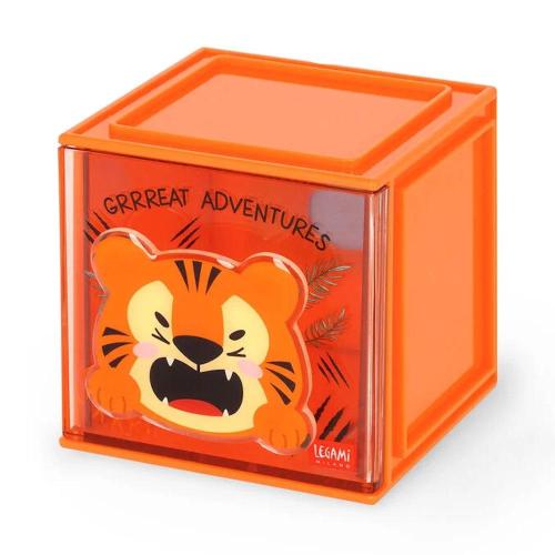 Legami Box Componibile da Scrivania Tigre | Cassetto Organizer Cutie Cube Avventura