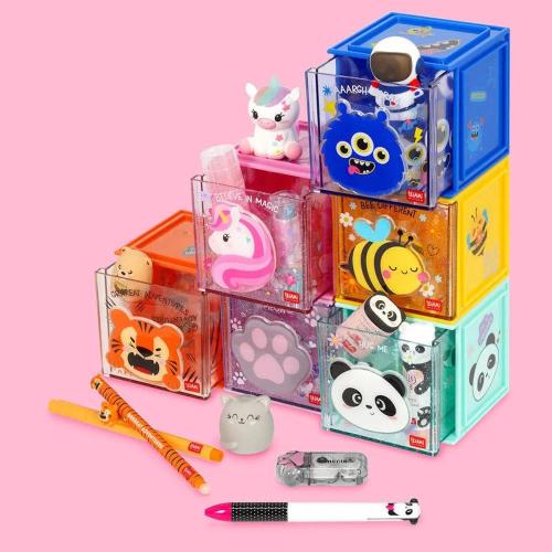 Legami Box Componibile Cutie Cube Monster | Cassetto Scrivania Organizer Bambini Casa