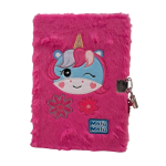 Mofu Mofu Diario segreto peluche | Unicorno Fucsia con Lucchetto