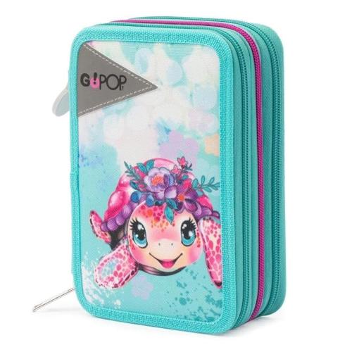 Gopop Astuccio completo 3 zip Tartaruga | Turtle Bloom - Scuola Bambina