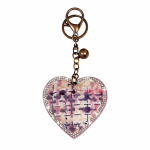 Kikamia Portachiavi Cuore Tweed Rosa | Charm da Borsa con Strass