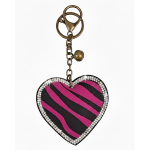 Kikamia Portachiavi Cuore Zebrato Rosa | Accessorio Moda con Strass