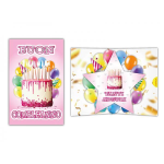 RF Biglietto Auguri Pop-Up Compleanno per Lei | Torta e Stella 3D con Tasca Surprise