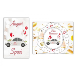 RF Biglietto Auguri Pop-Up Matrimonio | Romantica Auto 3D e Tasca Surprise