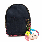 Kikamia Mini Zaino in Denim e Animalier | Portatutto con Charm Gatto Removibile