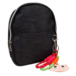 Kikamia Mini Zaino Lurex Nero Scintillante | Portatutto con Charm Gatto Removibile