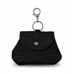Kikamia Portamonete Charm Lurex Nero | Mini Pochette Scintillante da Agganciare