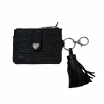 Kikamia Portacarte Charm Lurex Nero | Mini Portafoglio Scintillante da Sera