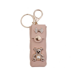 Kikamia Portarossetto da Borsa Rosa Antico | Charm Portachiavi con Orsetto Strass
