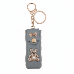 Kikamia Portarossetto da Borsa Grigio Polvere | Charm Portachiavi con Orsetto Strass