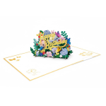 Origamo Biglietto Auguri Pop-Up Happy Birthday: Card 3D Fiori e Farfalle Effetto Oro