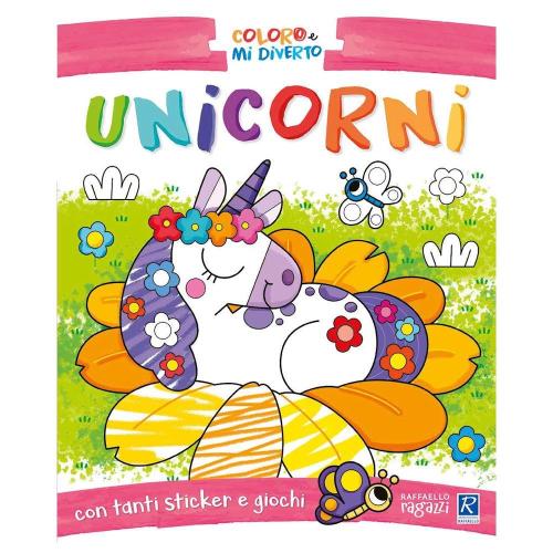 Raffaello Albo da Colorare Unicorni con Sticker e Giochi