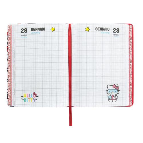 Diario 12 Mesi 2026/2027 Hello Kitty Datato Copertina In Tessuto