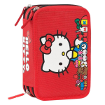 Astuccio 3 Zip Hello Kitty Rosso Con Cancelleria