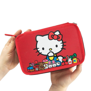 Astuccio 3 Zip Hello Kitty Rosso Con Cancelleria