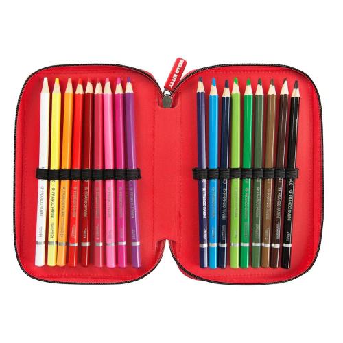 Astuccio 3 Zip Hello Kitty Rosso Con Cancelleria