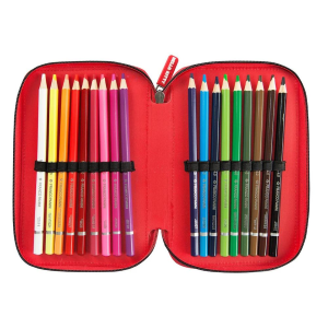 Astuccio 3 Zip Hello Kitty Rosso Con Cancelleria