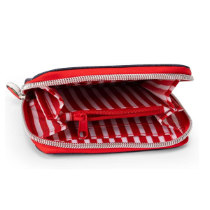 Portafoglio hello kitty portamonete ragazza zip intorno blu e rosso