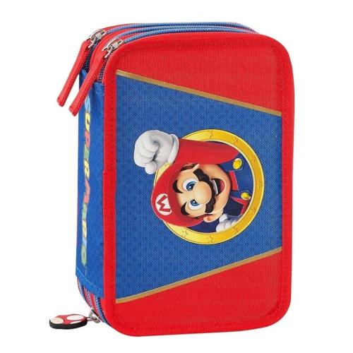 Super Mario Astuccio 3 Zip Completo Blu e Rosso