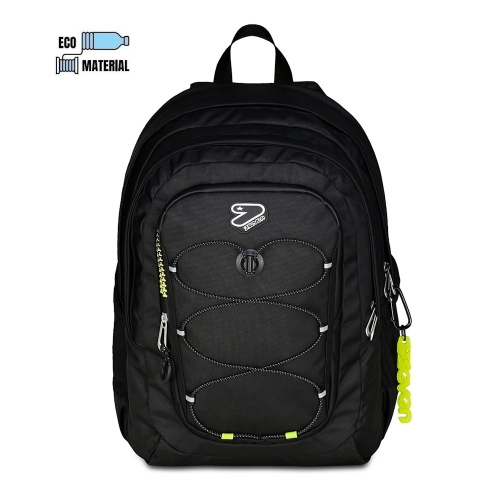 Seven Zaino Scuola E-Tech Ecologico Nero Doppio Scomparto