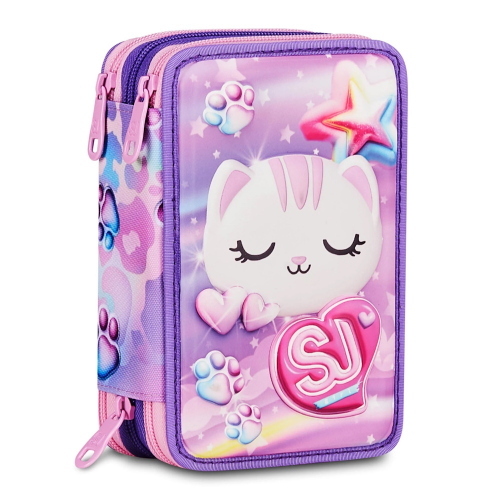 Seven SJ Gang Astuccio 3 Zip 3D Glowcat Completo Lilla