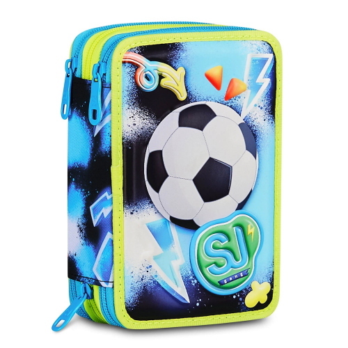Seven SJ Gang Astuccio 3 Zip 3D Glowgame Calcio Blu