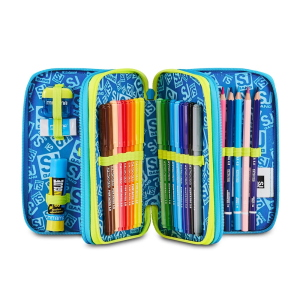 Seven SJ Gang Astuccio 3 Zip 3D Glowgame Calcio Blu