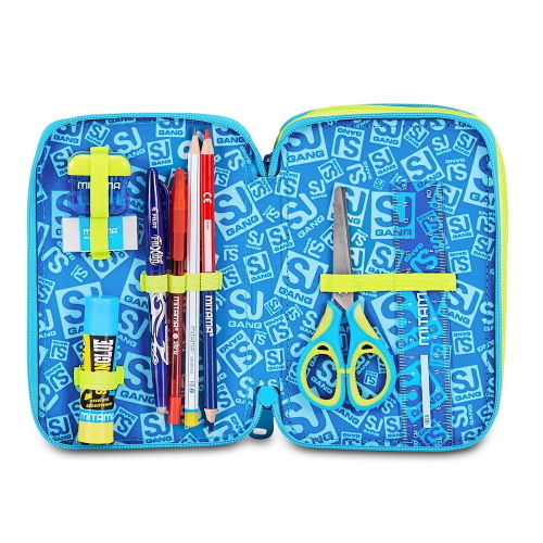 Seven SJ Gang Astuccio 3 Zip 3D Glowgame Calcio Blu