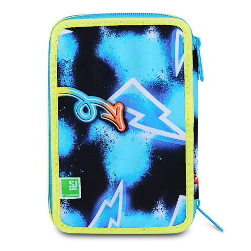 Seven SJ Gang Astuccio 3 Zip 3D Glowgame Calcio Blu