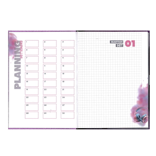 Seven Diario Agenda 2026/27 Glitter Fucsia con Penna Coordinata