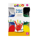 Deco By CWR Colori A Dita 100ml Confezione Da 6 Flaconi Assortiti Per Scuola Materna