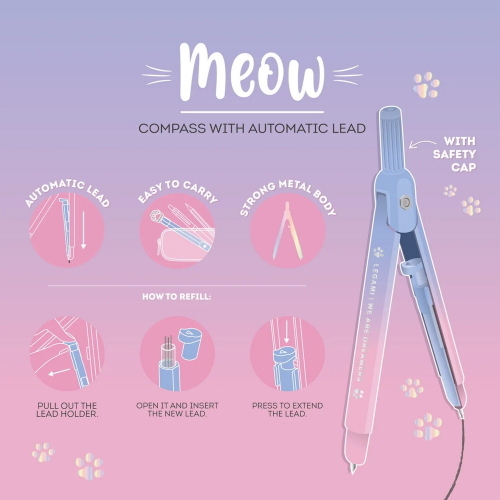 Legami Compasso Con Mina Automatica Meow Kitty Paw Per Scuola E Disegno