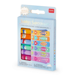 Legami Set Di 6 Mini Evidenziatori Teddy's Superpower Colori Metallici Per Scuola E Ufficio