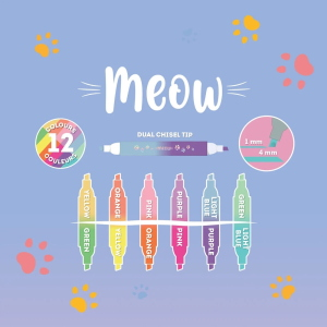 Legami Set Di 6 Evidenziatori Doppia Punta Neon E Pastello Meow Per Scuola E Ragazzi