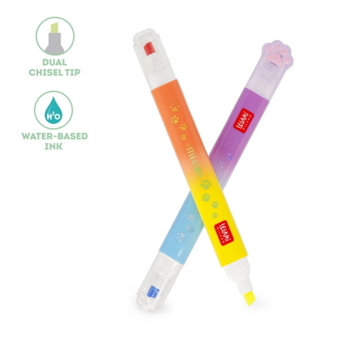 Legami Set Di 6 Evidenziatori Doppia Punta Neon E Pastello Meow Per Scuola E Ragazzi