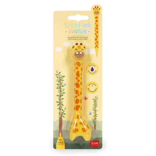 Legami Penna A Sfera Con Base Stand-Ink Ovation Giraffe Inchiostro Blu Per Scrivania