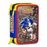 Seven Astuccio 3 Zip Completo Sonic The Hedgehog Speed Per Scuola Elementare