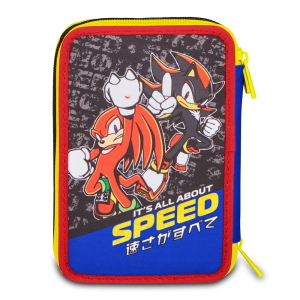 Seven Astuccio 3 Zip Completo Sonic The Hedgehog Speed Per Scuola Elementare