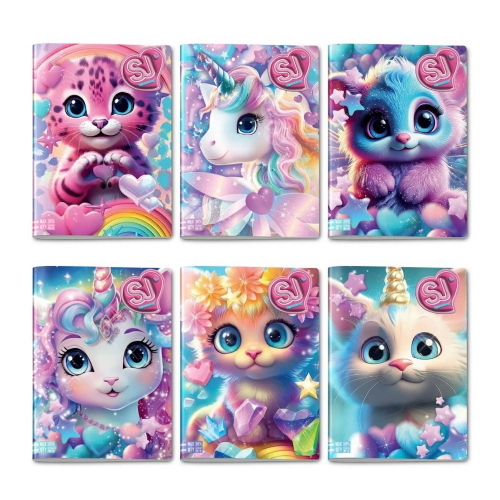 Seven Maxi Quaderno A4 Sj Gang Animali Girl Rigatura 10mm Per 1 E 2 Elementare Quality