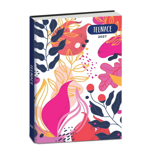 Seven Diario Teenace Standard 12 Mesi Pink Leaf Abstract Per Studenti 2026-2027